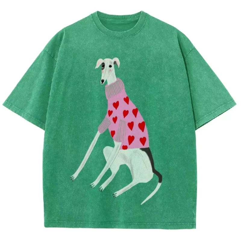 T-shirts pour femmes en coton oversize, imprimé drôle de chien teckel, style streetwear, col rond, confortables, effet vieilli, vêtements d'été 1