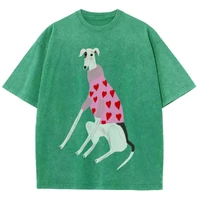T-shirts pour femmes en coton oversize, imprimé drôle de chien teckel, style streetwear, col rond, confortables, effet vieilli, vêtements d'été 1