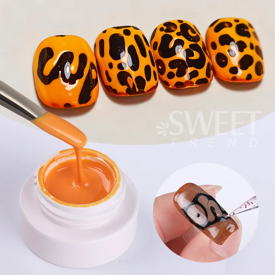 5ml Black White Red Lace Hole Poke Gel Nail Polish Wave Texture Painting Sculpting Soak Off UV Base Varnish DIY Manicure Decor