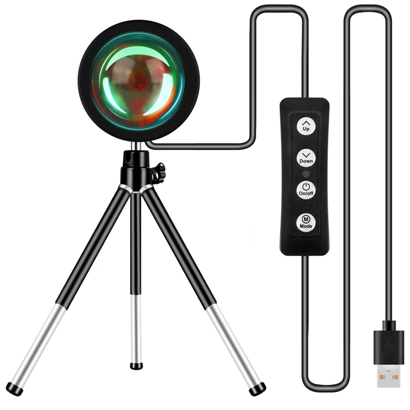 

AT35 RGB Sunset Projection Atmosphere Lamp LED Night Lights,USB Projector Photography Lamps 360° Tripod For Home Room Studio