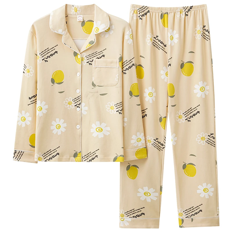 Spring Pajamas Women Fashion Faux Silk Sleepwear Sets Soft Smooth Clothes