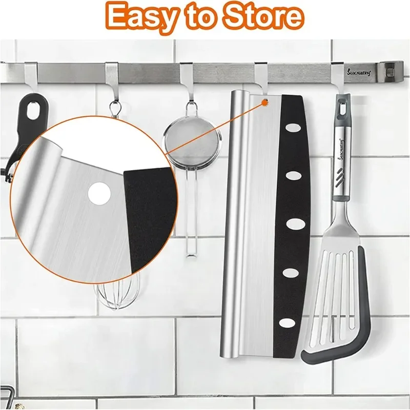 1pc 14 Inch Large Pizza Cutter Stainless Steel Pizza Slicer Knife Sharp Rocker Blade with Cover Kitchen Tools Accessories