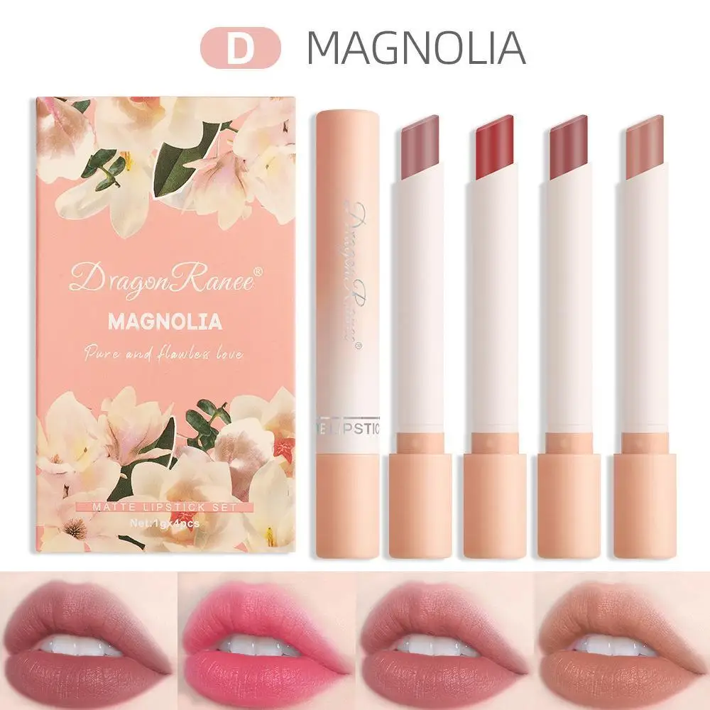 

4pcs/set Cigarette Lipstick Set Matte Velvet Lip Gloss Makeup Moisturizing Waterproof Lipsticks Longlasting Lip Tint Cosmetic