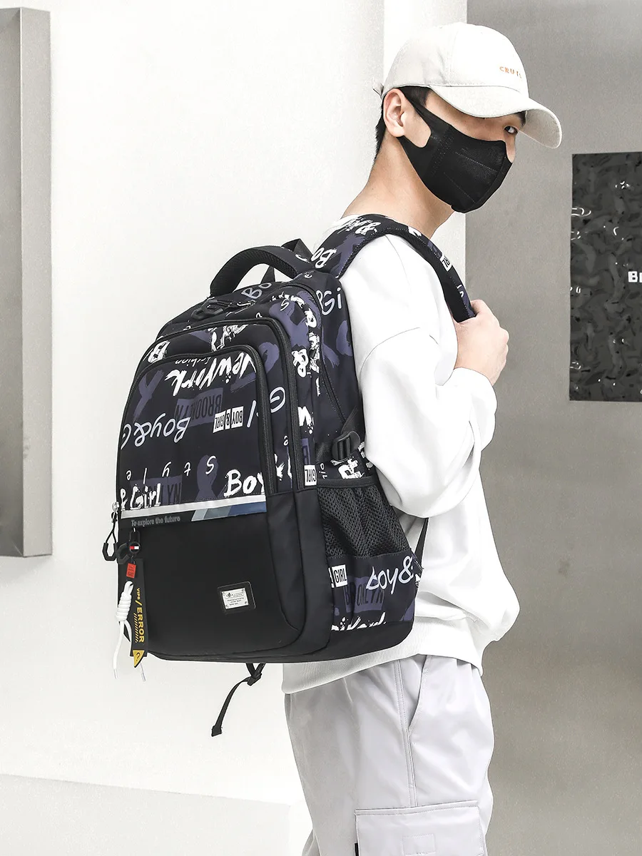 Graffiti School Bags for Teenage Boys High Middle School Students Schoolbag Outdoor Travel backpack Big Student Laptop Backpack 5