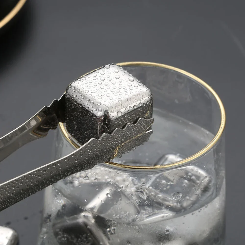 4/6/8 Pcs Reusable Ice Cubes Stainless Steel Chilling Stones for Whiskey Wine Keep Cold Longer Ice Cubes Wine Cooling Bar Tool