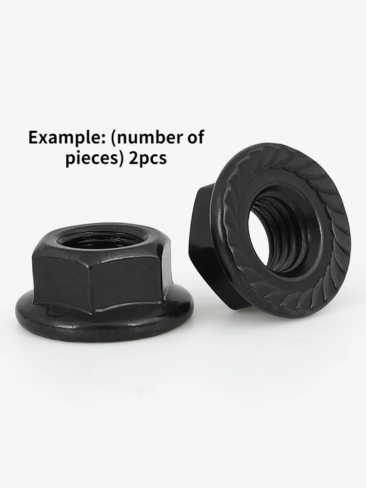 Hexagonal Flange Nut Hex Black Locking Nuts Black Carbon 10-50pcs M2 M3 M4 M5 M6 M8 M10 M12 M16 hexagon nuts carbon steel nuts flange nut locking nuts