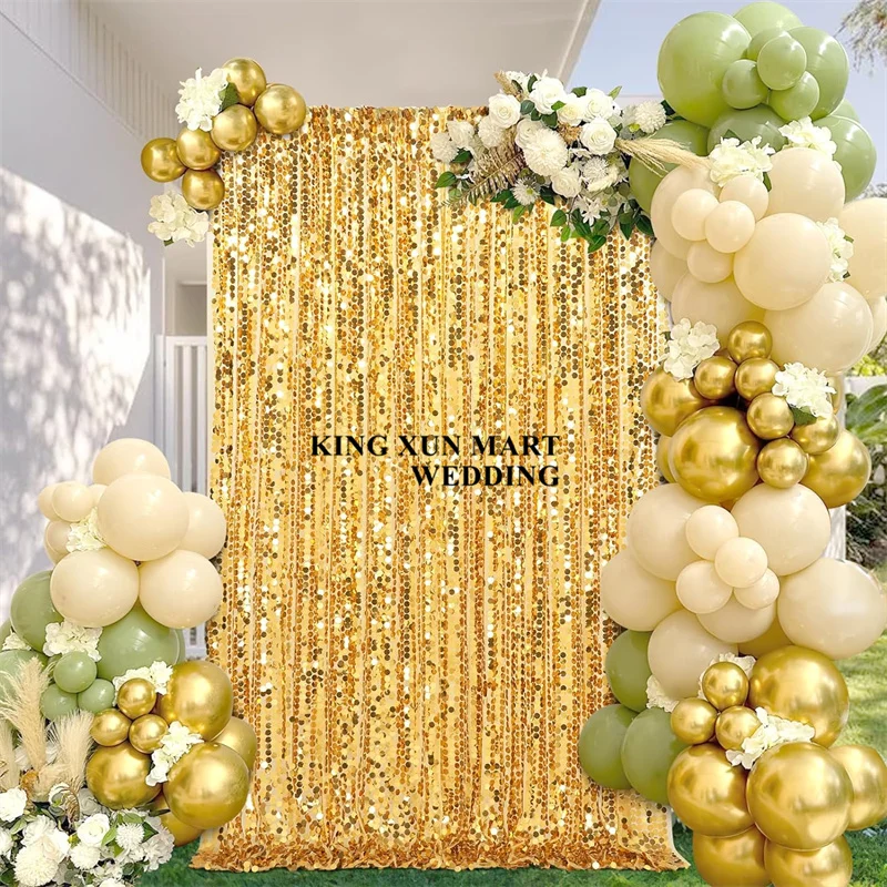 

New Design 18mm Big Sequin Backdrop Curtain Photo Booth 8x8ft Wedding Stage Background Baby Shower Event Party Decoration