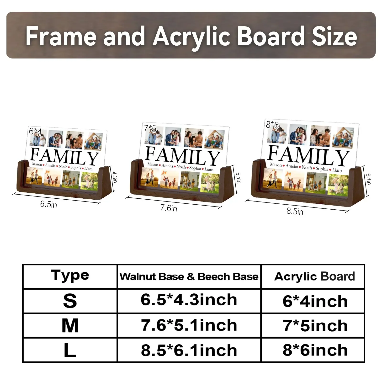Personalized Family Photo Frame For Women Men Mom Home Decoration Desktop Display Name Birthday Gifts photo frame wood canvas frame wood photo frame wood frame wood picture frame