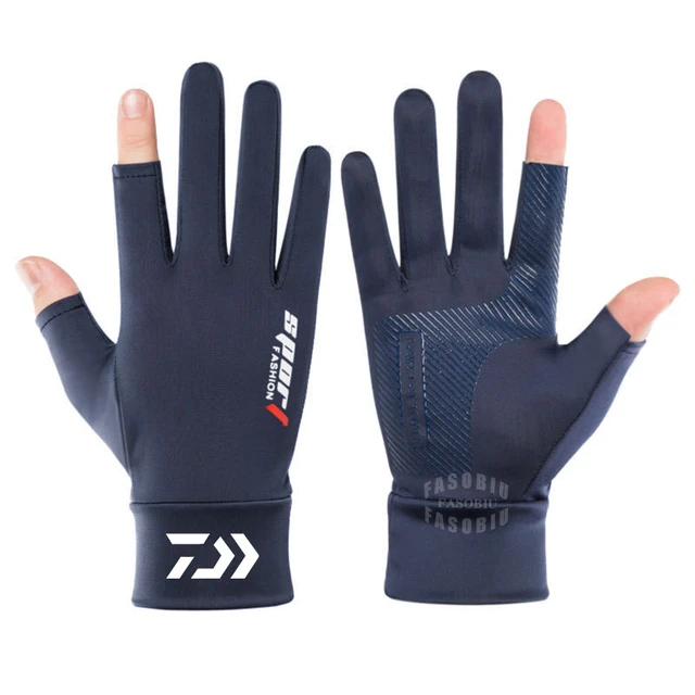 Daiwa Summer Ice Silk Two-Finger Non-Slip Fishing Gloves Mens Outdoor  Sports Cycling Touch Screen