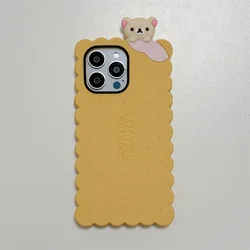 Kawaii 3D Cartoon Rilakkuma Biscuit Phone Case - Soft Silicone Cover - iPhone 12 Pro (Brown)
