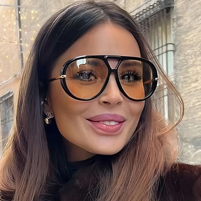 Lunettes de soleil oversize ovales style punk pour femme, grandes, marque de luxe 2026, monture métallique vintage, protection UV400 1