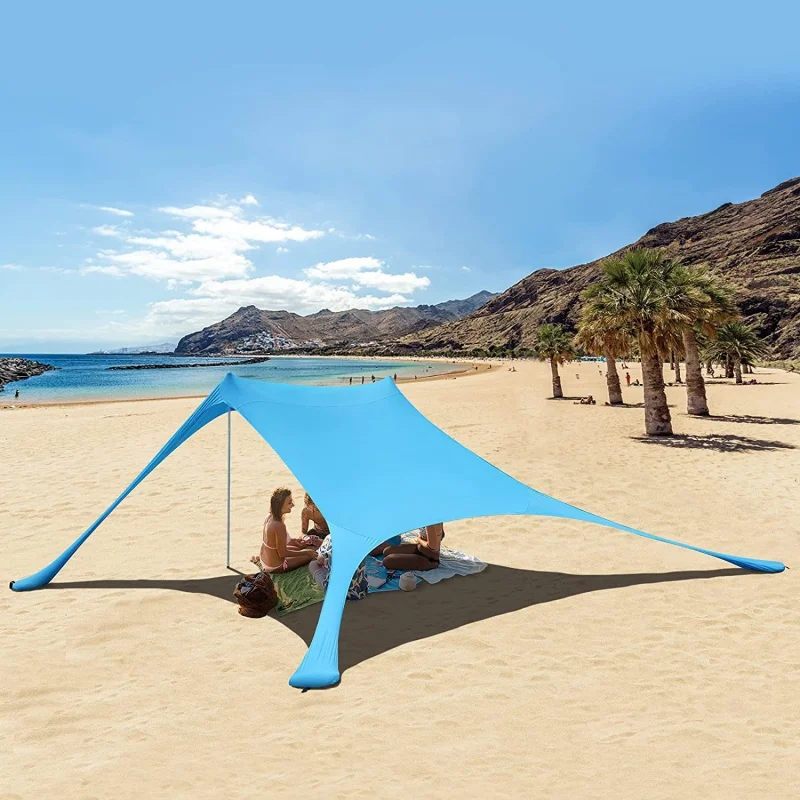 

Lager Family Beach Tent Sunshade UPF50 ,Portable Beach Shade Canopy with 2 Poles for Camping Trips, Picnics, Backyard