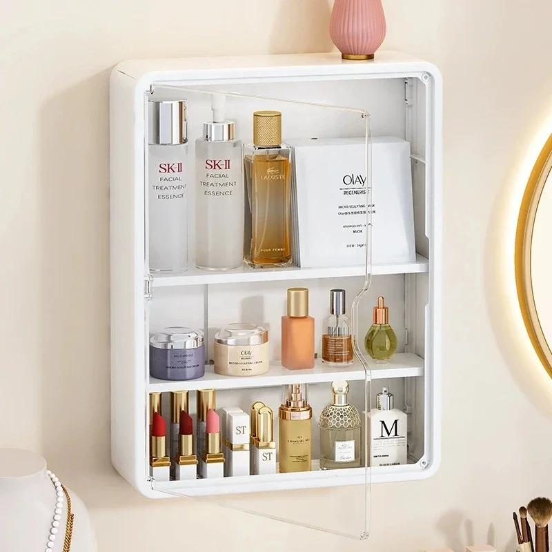No Drill Bathroom Organizer – Multi-Layer Transparent Cosmetic Display Cabinet with Removable Shelves 5
