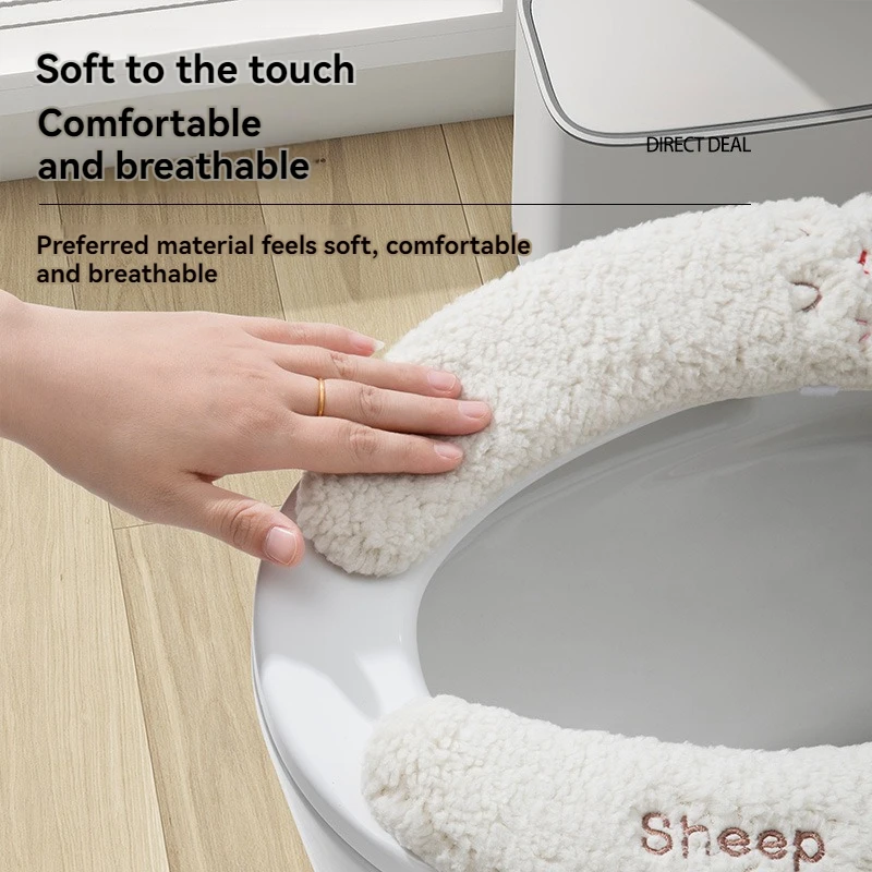 New Pattern Fashion Winter Toilet Seat Cushion Household Toilet Adhesive Seat Cover Seasonal Universal Toilet Seat Cushion 3