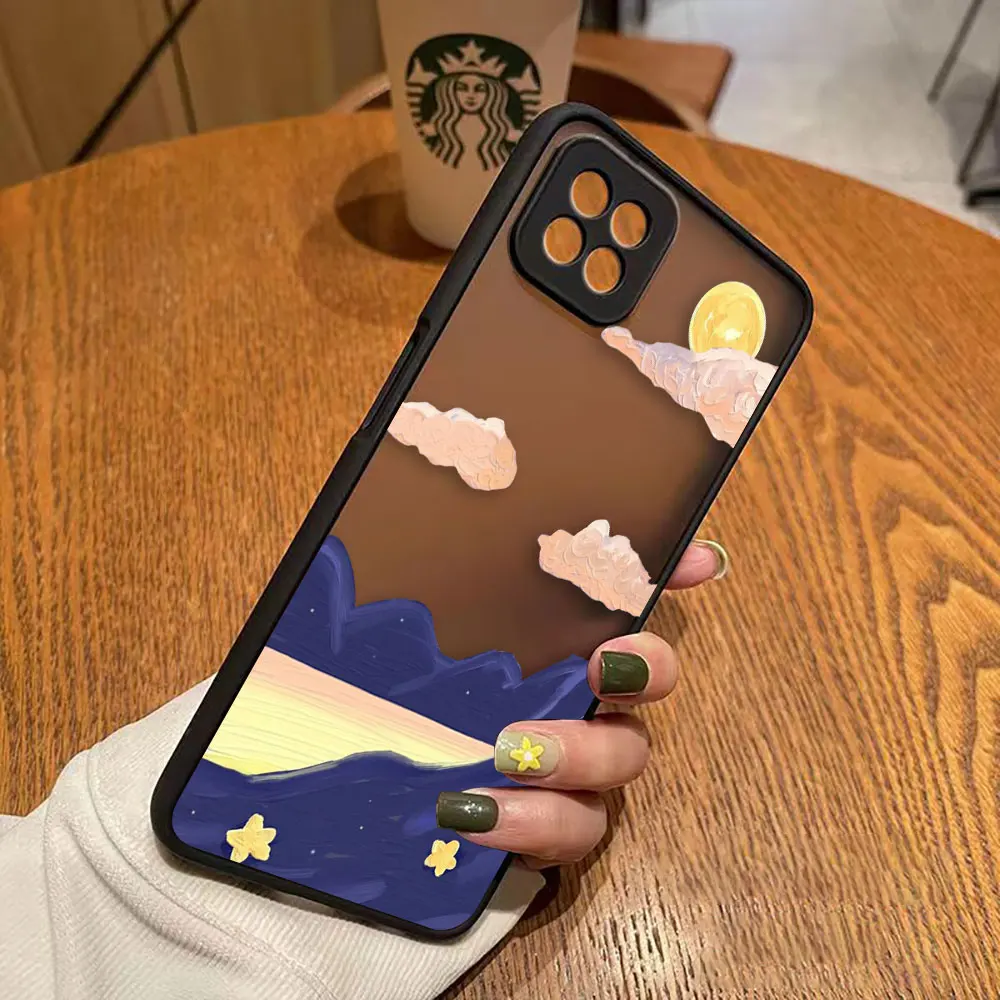 Funda mate para OPPO A97 A96 A95 A94 A93 A92 A78 A74 A73 A72 A57 A55 A54 A53 A17 A16 4G 5G funda artística pintada a mano paisaje de montaña