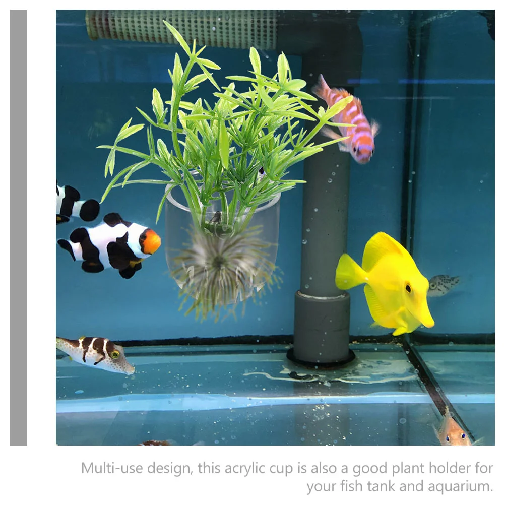 Fish tank ornaments 8 Pcs aquarium plant holder hydroponic flower pot fish food feeding cups tank flowerpots aquatic