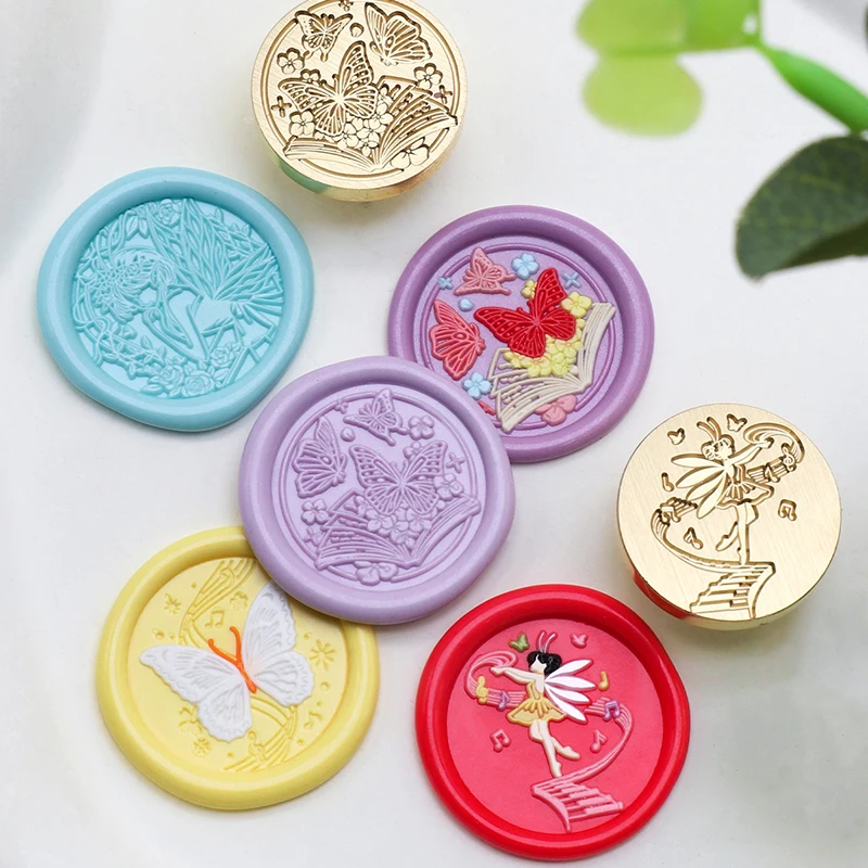 25mm Butterfly Series Wax Sealing Stamp Head Brass For Cards Envelopes Wedding Invitations Gift Packaging Scrapbooking