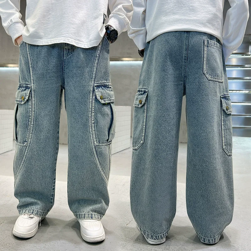 Pantalon En Jean Avec Taille Côtelée - Bleu - Garçon - 0.00