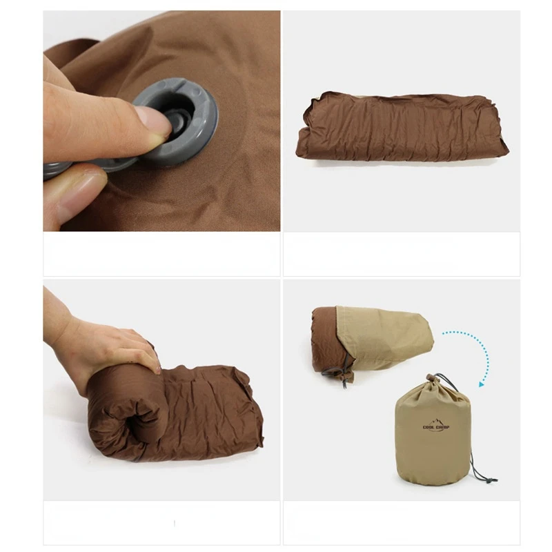 Portable Outdoor Automatic Inflatable Sponge Air Pillows Camping Sleep Cushion Travel Hiking Beach Car Plane Head Rest Gears