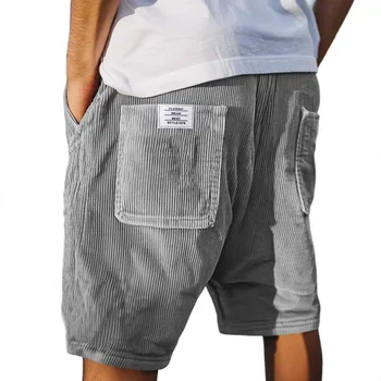 2025 American European New Fashion Men's Casual Trendy Solid Color Loose Wide Leg Knee Length Shorts Male Vintage Shorts Clothes 1