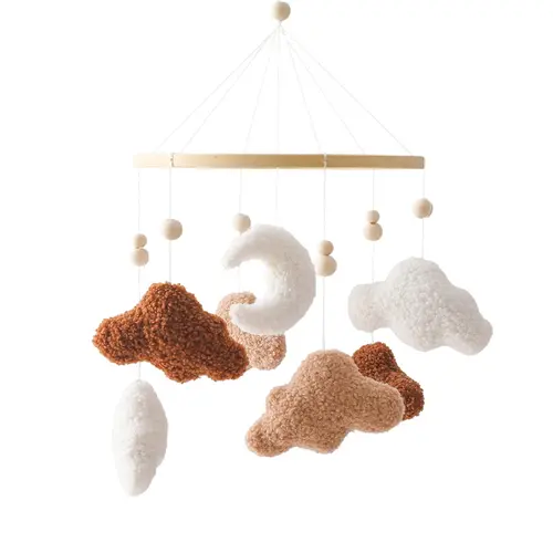 Wooden Crib Mobile Baby Bed Bell Rattle Toy Soft Felt Cartoon Bear Mobile bracket Newborn Music Box Bed Bell Hanging Bracket Toy - Image 7