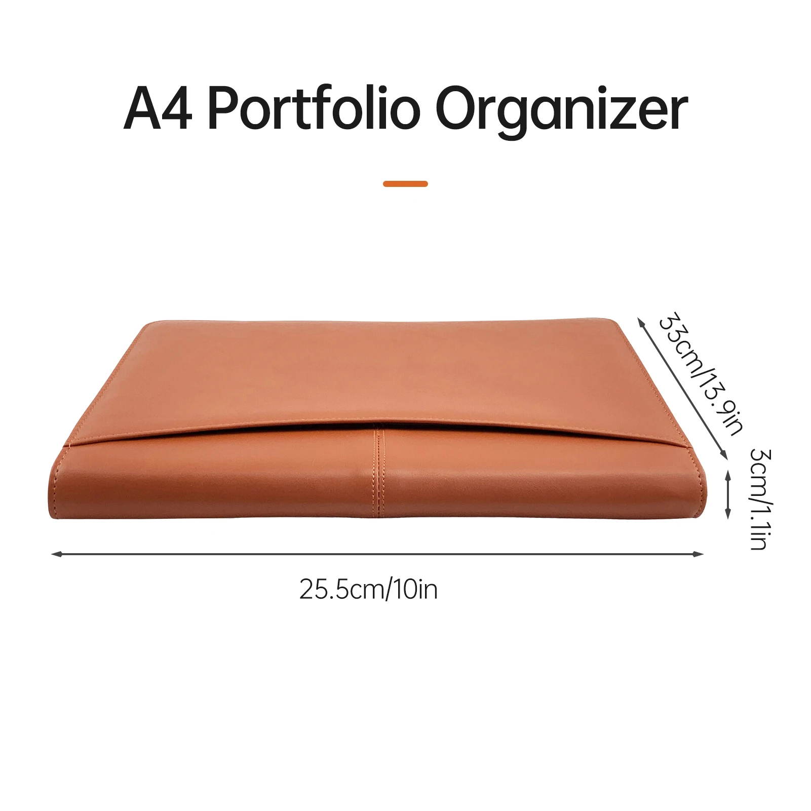 지퍼형 Padfolio A4 PU 가죽 포트폴리오 정리함, 계산기 포함, 인터뷰 이력서 문서 플래너, 일정 거치대