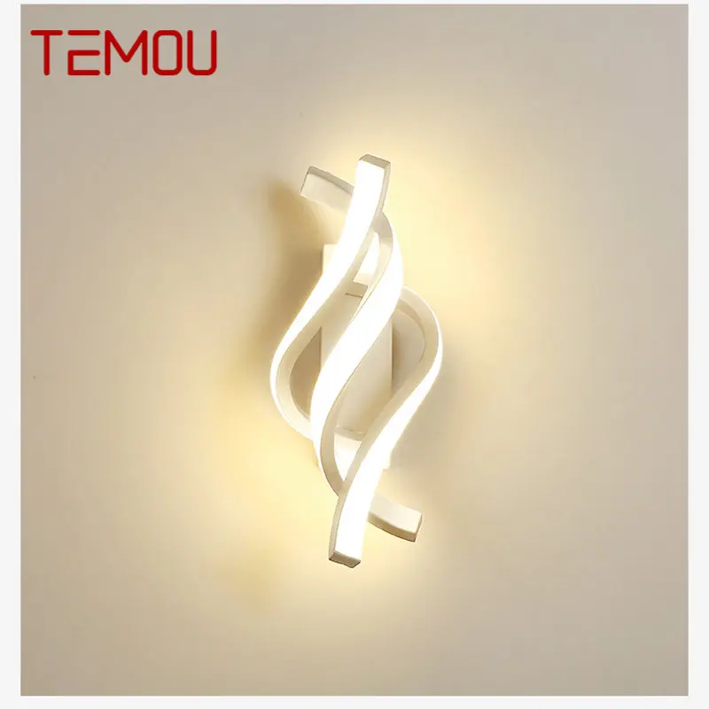

TEMOU Modern Wall Lamp Indoor White LED Vintage Sconce Light Creative Fashion Design For Home Living Room Bedroom Decorative