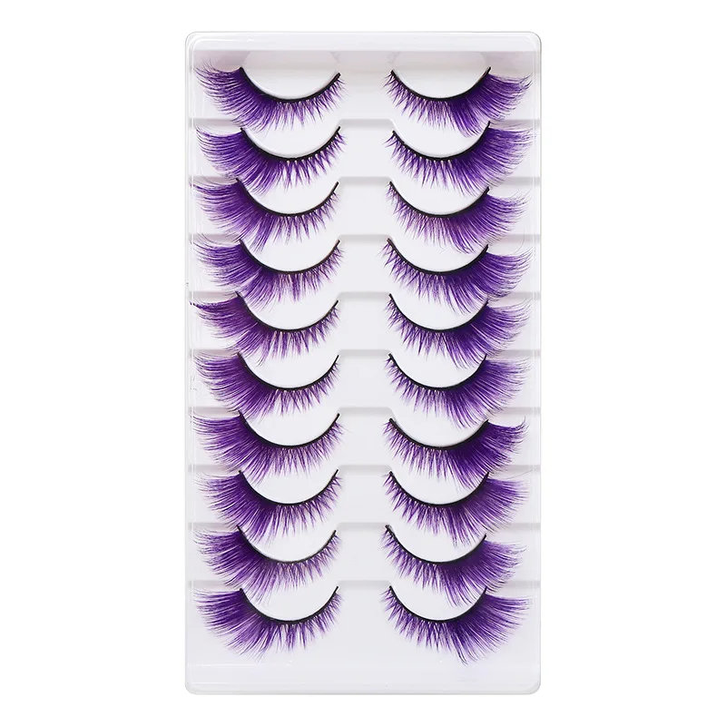 Colorful Fake eyelashes Halloween Makeup Products Blue Red Pink False Eyelashes Extension Colored Lashes make up Cosplay fake eyelashes false eyelashes