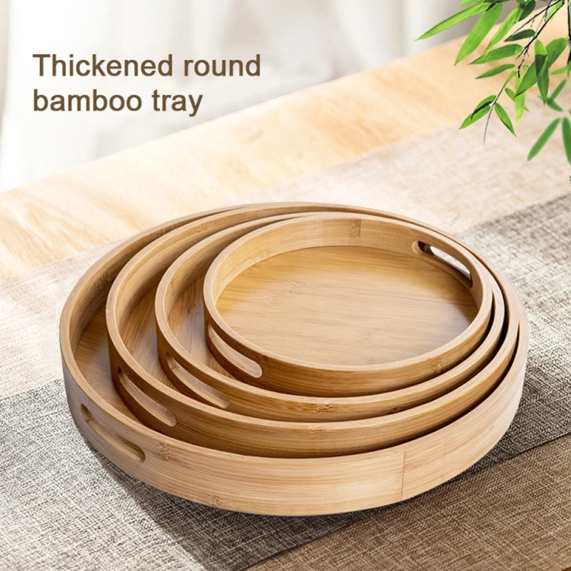 Wooden Round Serving Tray Decorative Bamboo Plate 16 Sc0a32160d8a444e2af3a91c81564a8a5J