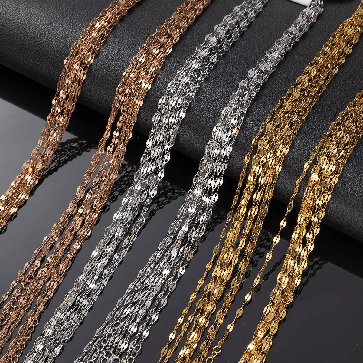 10Pcs Edelstahl Gold Farbe Kein Verblassen Frauen Lange Link Kette DIY Schmuck, Die Entdeckungen Anhänger Kette Zubehör Großhandel – Detail 6