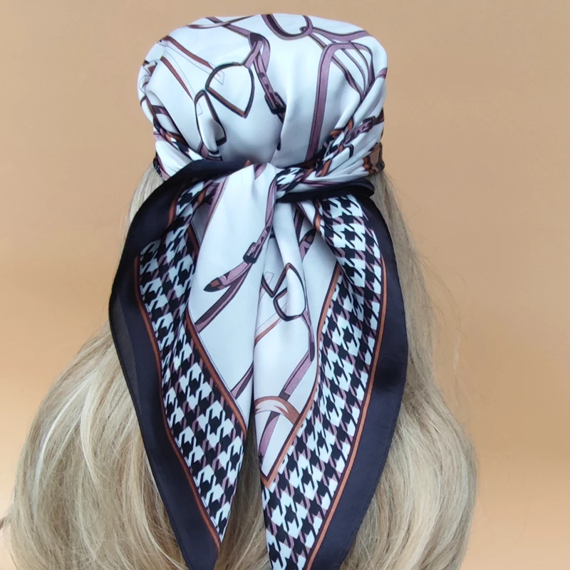 Silk Scarf Women Sunscreen Square 70X70CM For Four Seasons Design