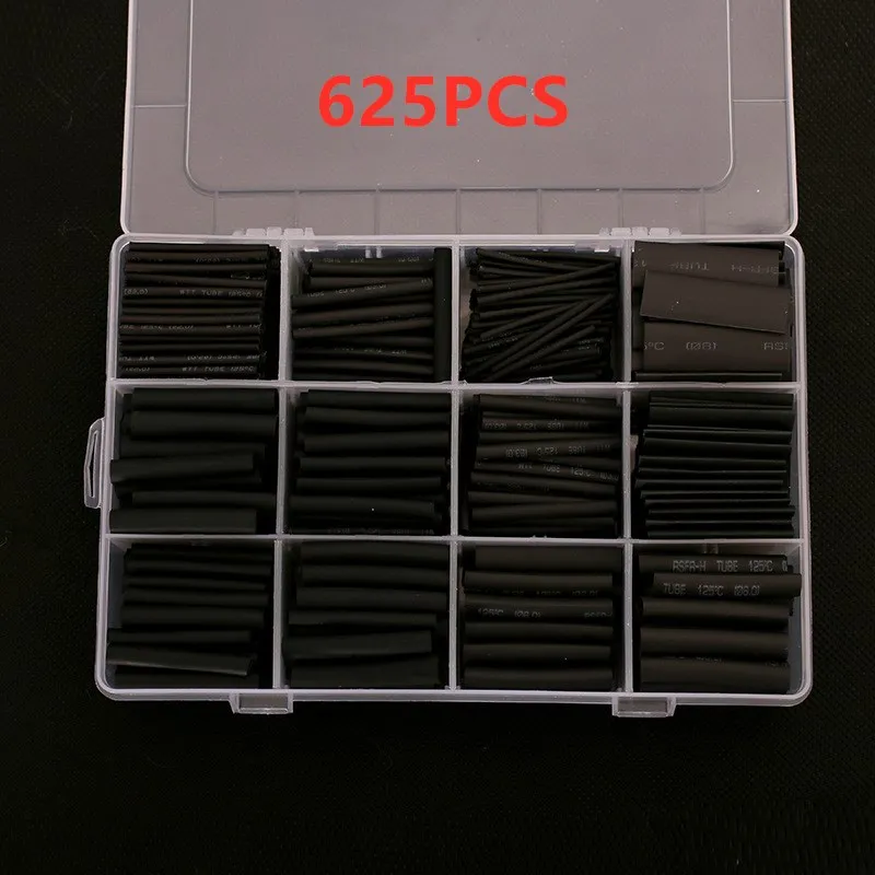 

625PCS Heat Shrink Tubing Kit Heat Shrink Wrapping Cable Thermoresistant Tubes Wire Wrap Ratio 2:1 Sleeve Cable Assortment Case