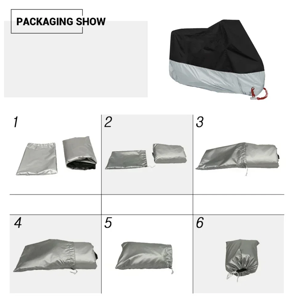 Waterproof Motorcycle Cover All Season Dustproof UV Protective Outdoor Indoor Scooter 190T Fabric Motorbike Cover