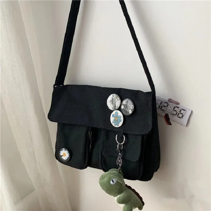 Ladies' Cute and Versatile Canvas Youth Fashion Shoulder Bag Student Large Capacity Crossbody Bag