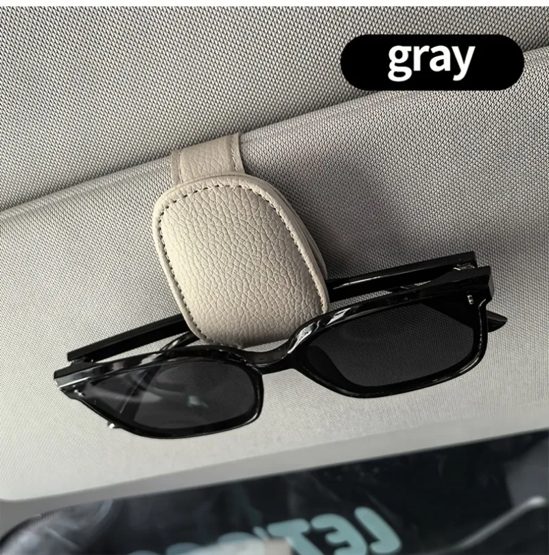 Magnetic Genuine Leather Car Visor Sunglasses Holder