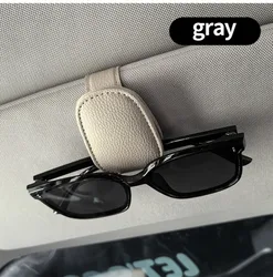Magnetic Genuine Leather Car Visor Sunglasses Holder (GRAY)