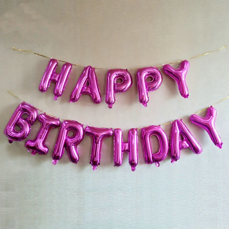 13-teiliges Set Happy Birthday Buchstaben-Folienballons, 16 Zoll Ballons für Jungen Mädchen Geburtstagsparty DIY Deko Baby Shower Schlafzimmer Zubehör – Detail 6