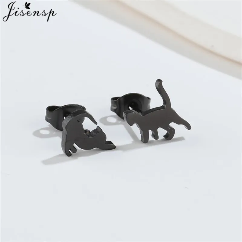 Kleine Edelstahl-Katzenohrringe 2025 Minimalistische Niedliche Kätzchen-Ohrstecker Korea-Stil Mädchen Ohrschmuck Accessoires – Detail 37