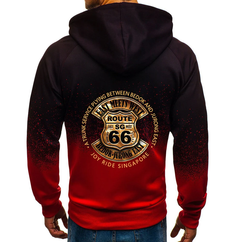 Mens Vintage Route 66 Logo Print Hooded Jacket