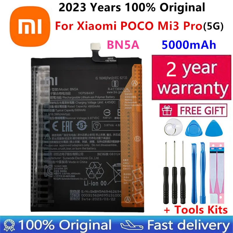 

2023 Years 100% Original New High Quality BN5A 5000mAh For POCO mi3 pro mi 3 pro battery Batteries Bateria Batterij+ free tool