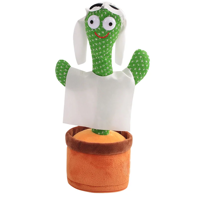 Hot-selling children's toys ring cactus doll learn to talk with music dance twist learning duck big white goose gift box