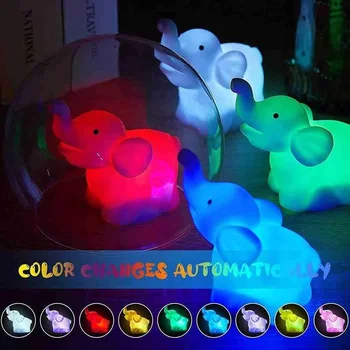 Tanio 2 sztuk śliczne kolorowe Gradient kształt słonia LED lampka …