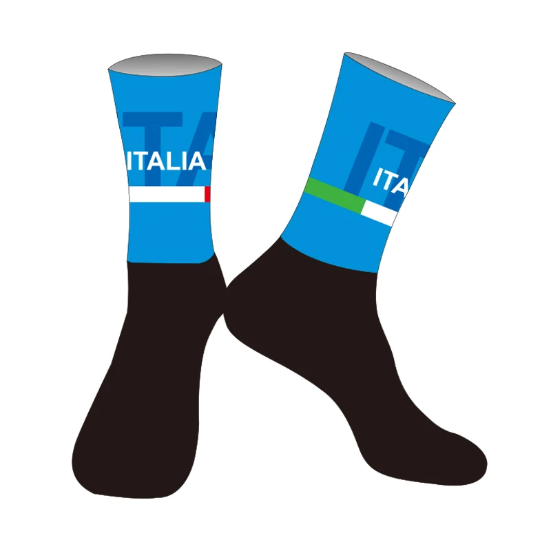 

LASER CUT ONE PAIR 2024 ITALIA NATIONAL TEAM Cycling Socks Antislip Bike Racing MITI Breathable FOR Men and Women