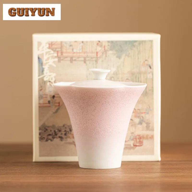 110ml Kiln Fambe Glaze Handmade Cover Bowl Chinese Style High-end Gaiwan Vintage Tea Tureen Tea Maker Teaware Decoration Gifts