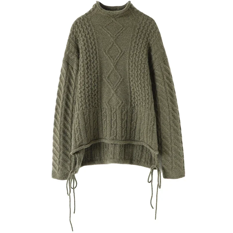 

Asymmetrical 100% Cashmere Winter Warm Sweater Women New Latest Fashion for Women 2022 Clothes Half High Collar