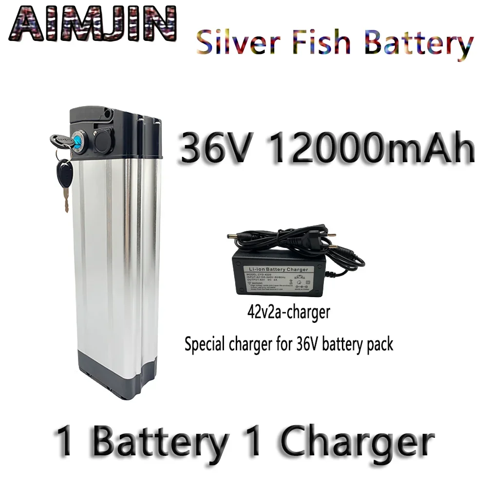 

36V 12AH Silver Fish Lithium Ebike 500W Li ion Electric Bicycle Battery Pack