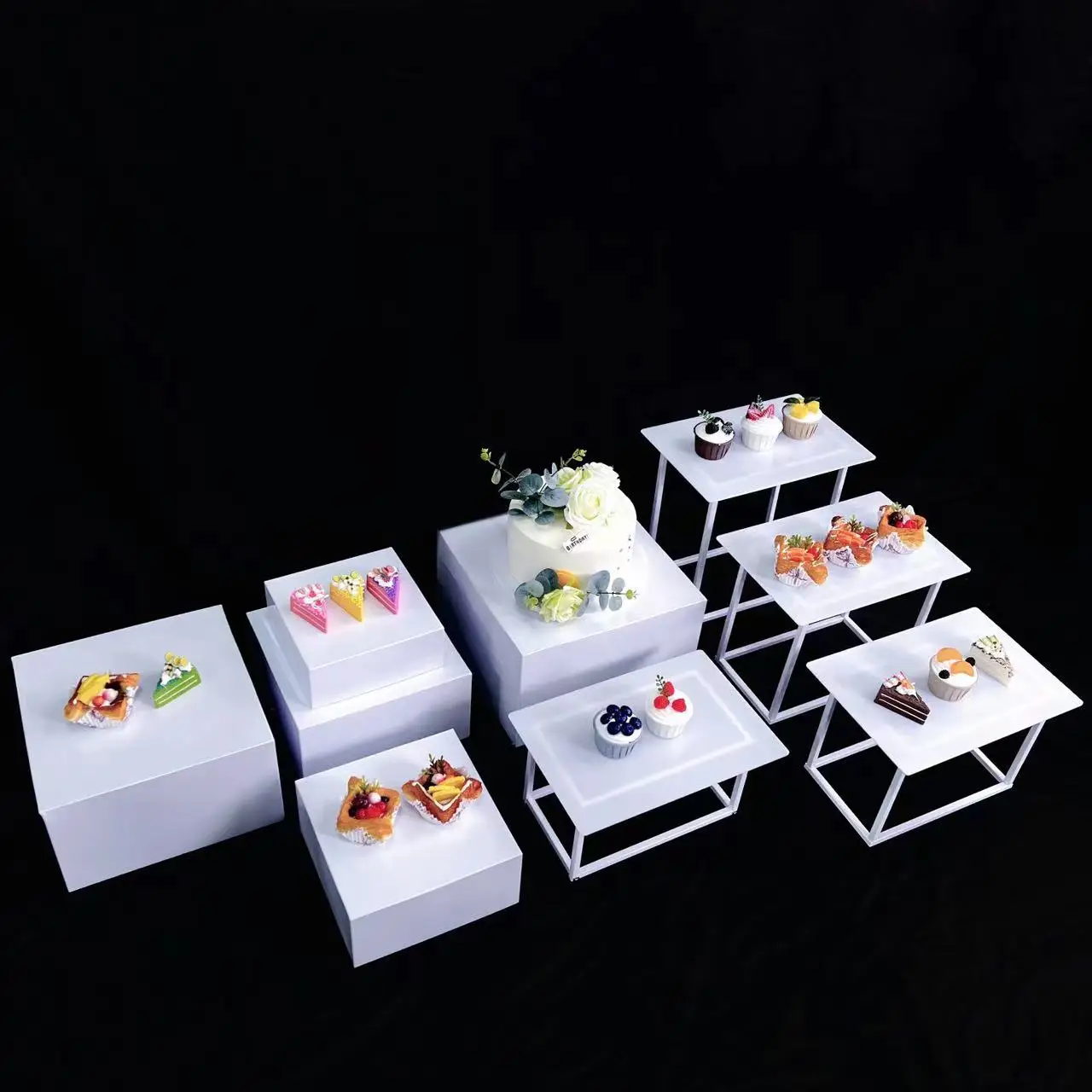 

9PCS Fashion Cake Riser Candy Bar Buffet Dessert Plates Snack Trays Wedding Table Centerpieces Flower Gifts Food Fruits Holder