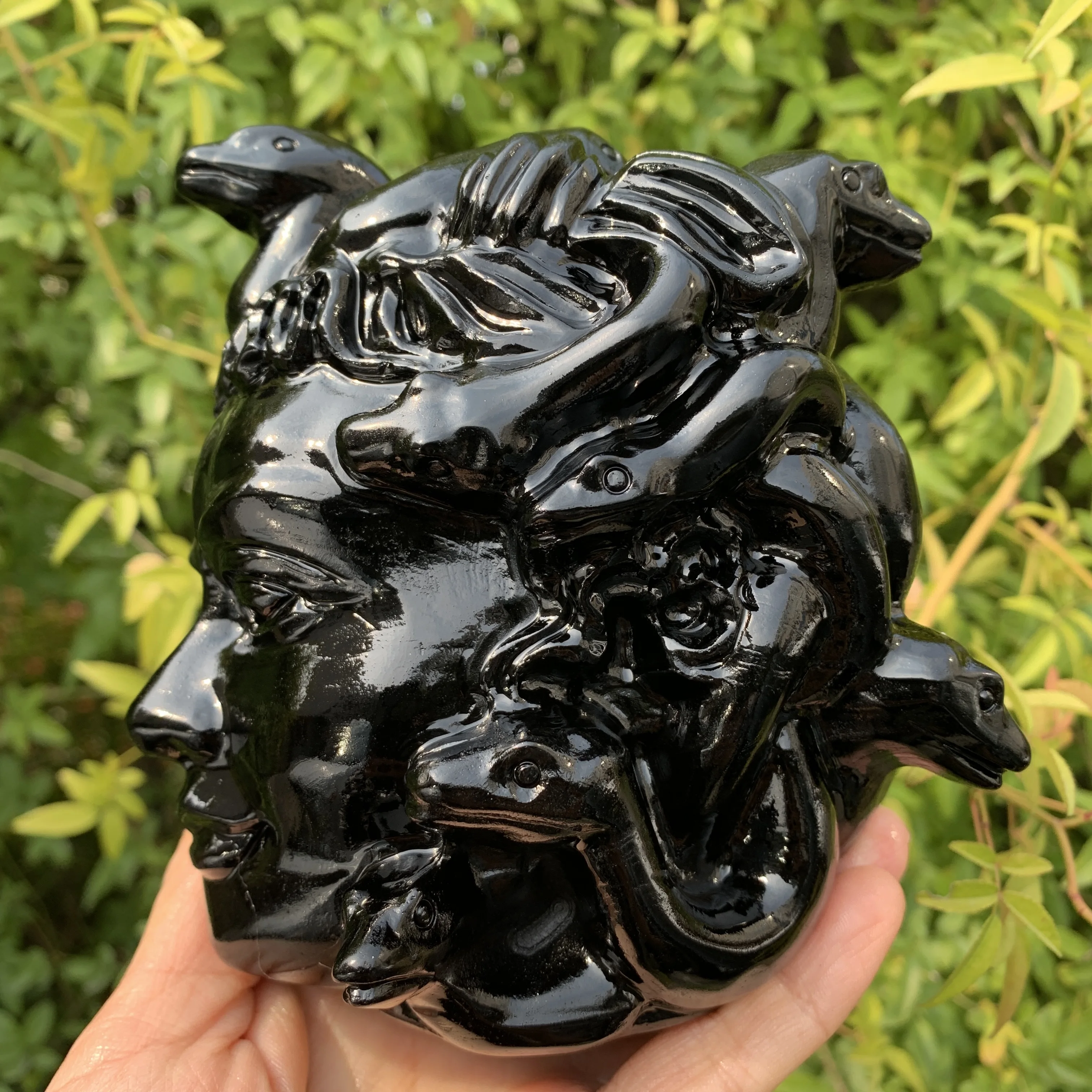 黒い天然石 氣の文字付き(彫刻) 表札 戸建 黒ミカゲ石浮き彫り DNU/BDNU-8 180×90mm 198×83mm