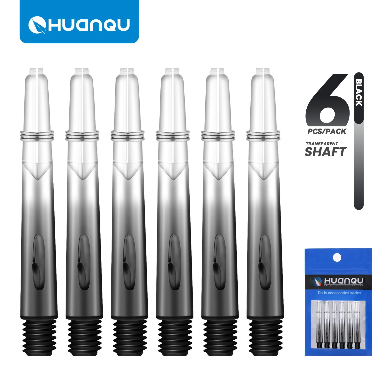 Huanqu Dartschäfte aus transparentem Kunststoff, 6er-Pack, Länge 46 mm, Standard-2Ba-Gewinde, geeignet für Ersatz-Dartflügel aus Stahl und weicher Spitze, Dartzubehör – Detail 8