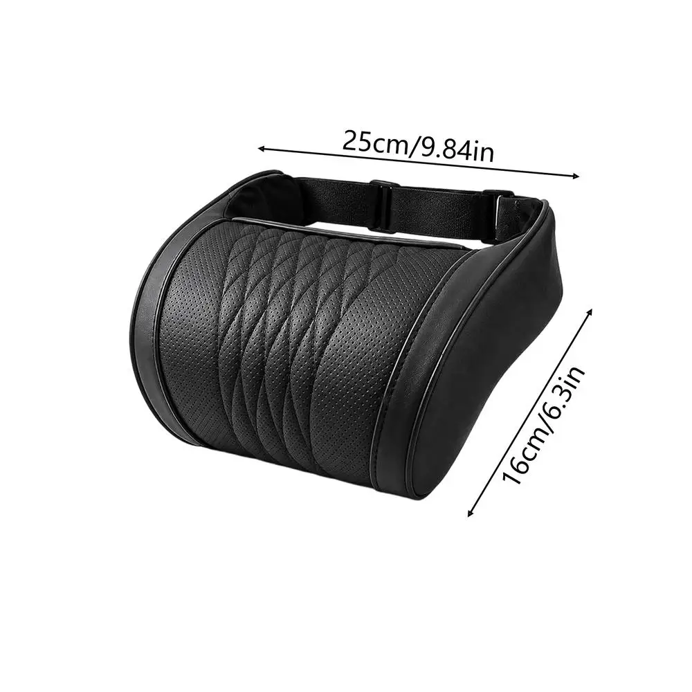 Luxurious Memory Foam Car Neck Pillow - Premium PU Leather Headrest Cushion with Adjustable Straps and Universal Comfort and Support